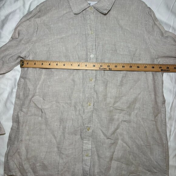 GAP Boyfriend Fit Shirt Women's Beige, Size M, Long Sleeve, Linen, Boho, - Picture 5 of 8